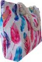 Sac de plage épaulière corde souple (Plumes roses et bleus)
