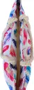 Sac de plage épaulière corde souple (Plumes roses et bleus)