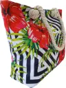 Sac de plage épaulière corde souple (Roses et motif traçage)