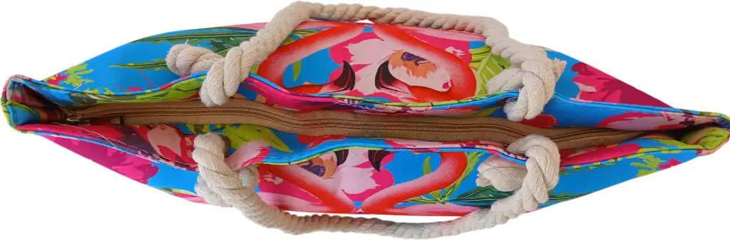 Sac de plage épaulière corde souple (Plumes roses et bleus) (copie)