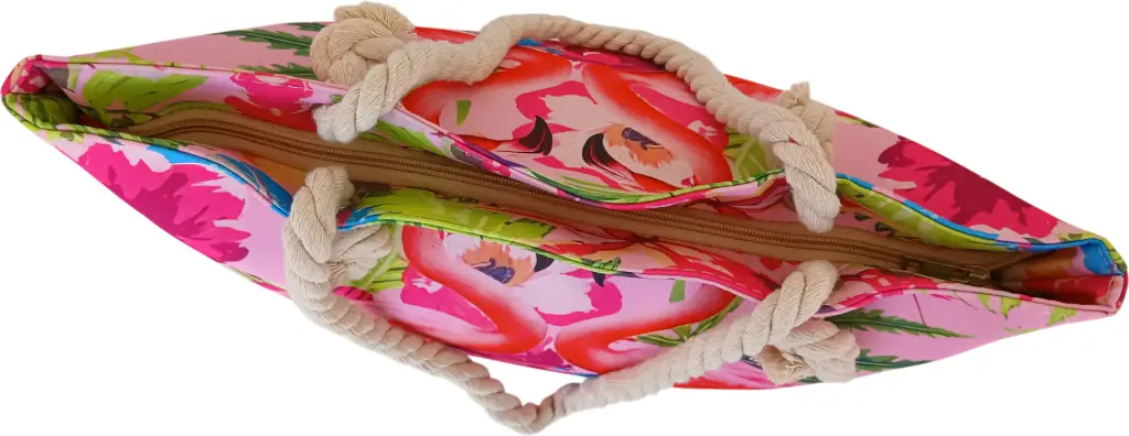 Sac de plage épaulière corde souple (Plumes roses et bleus) (copie)