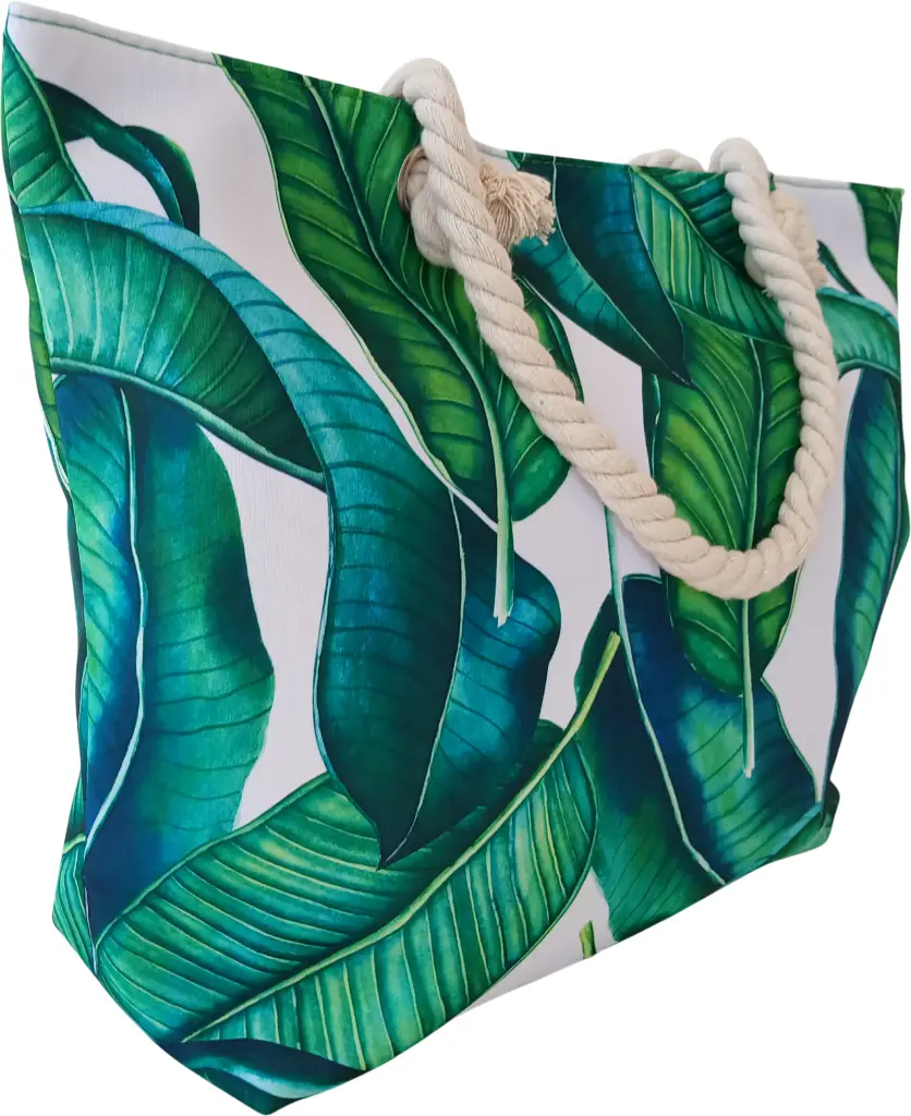 Sac de plage épaulière corde souple (Roses et motif traçage)