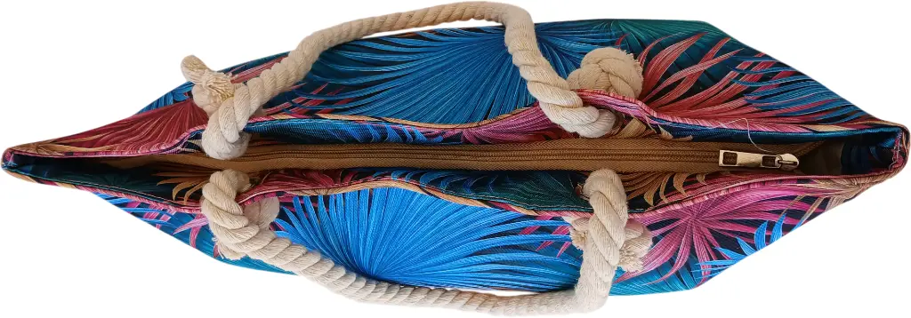 Sac de plage épaulière corde souple (Roses et motif traçage)