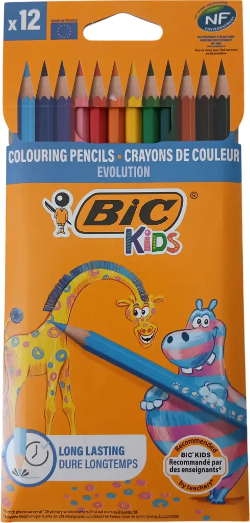 Crayon couleur [12 crayons] 18 cm  Evolution BIC