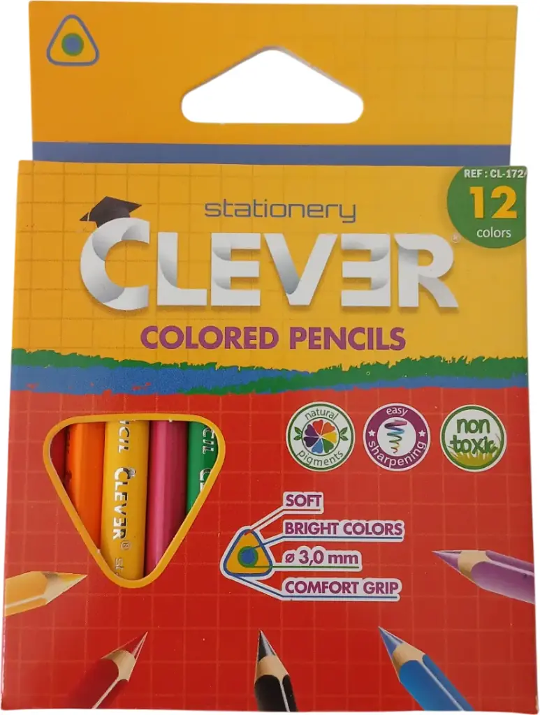 Crayon couleur [12 crayons] 9 cm CLEVER