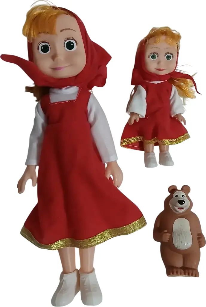Poupée masha 2 tailles avec petit Oeurs