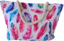 Sac de plage épaulière corde souple (Plumes roses et bleus)