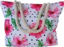 Sac de plage épaulière corde souple (Roses et pointillés)