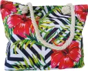 Sac de plage épaulière corde souple (Roses et motif traçage)