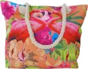Sac de plage épaulière corde souple (Flamant aimant - Orange)
