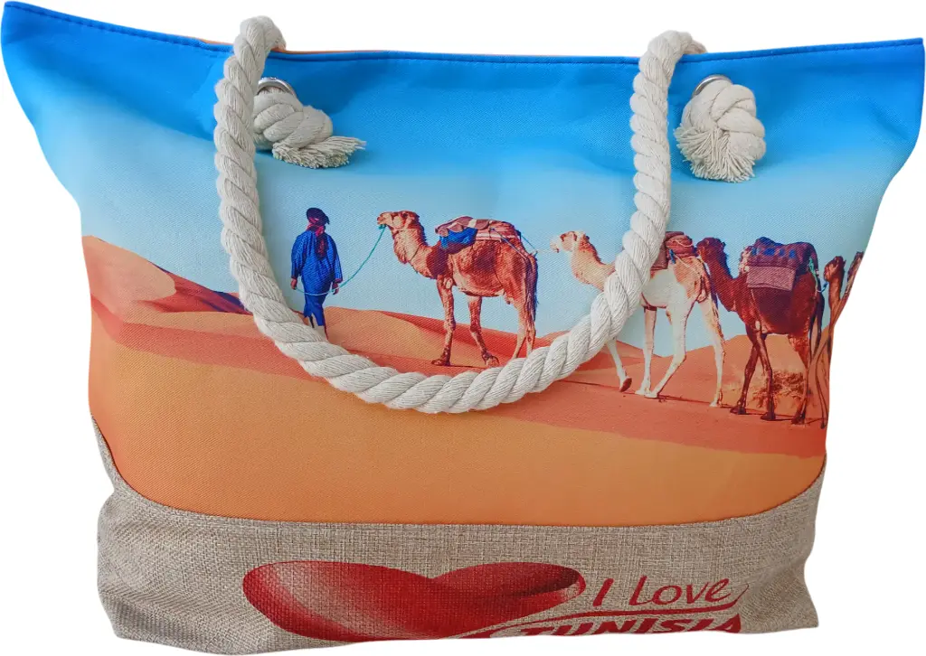 Sac de plage épaulière corde souple (I love Tunisia : Sahara Touareg)
