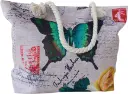 Sac de plage épaulière corde souple (Arrière paille - papillon vert)