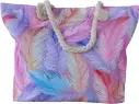 Sac de plage épaulière corde souple (Plume couleur pastel)