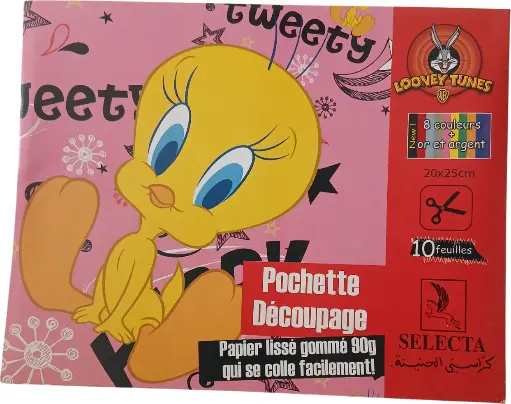 [Selecta : POCHETTE DECOUPAGE 10F UNI 90g SELECTA] Pochette découpage papier autocollant 10 feuilles uni 90g 20x25 SELECTA