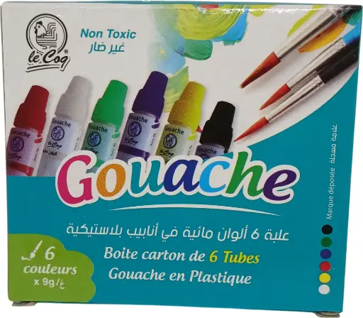 [FS563] Gouache de 6 métal BTE CARTON LE-COQ